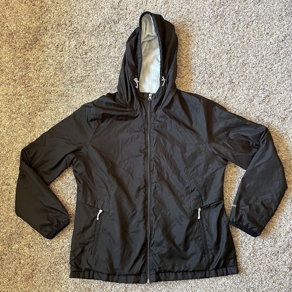 Free Country Jacket Women's Large Black Full Zip Fleece Lined w/Hood